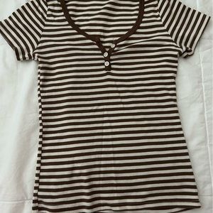 brandy melville brown and white striped tee